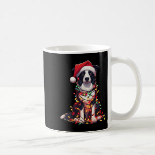 Caneca De Café Cachorro Border Collie Luzes de Natal Chapéu de Pa