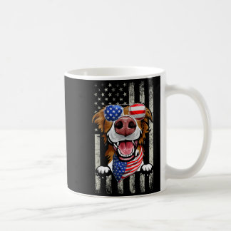 Caneca De Café Cachorro Border Collie Vintage Retro 4 de Julho