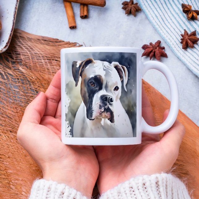 Caneca De Café Cachorro Boxer de Aquarela (Criador carregado)