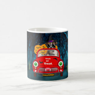 Caneca De Café Cachorro Boxer Dirigindo Carro Assustador no Hallo
