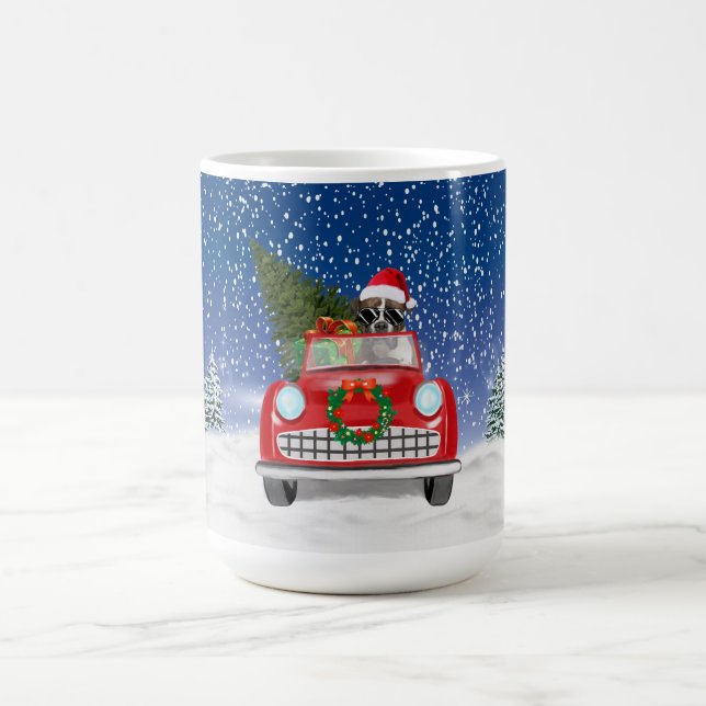 Caneca De Café Cachorro Boxer Dirigindo Carro Na Neve Natal  (Centro)