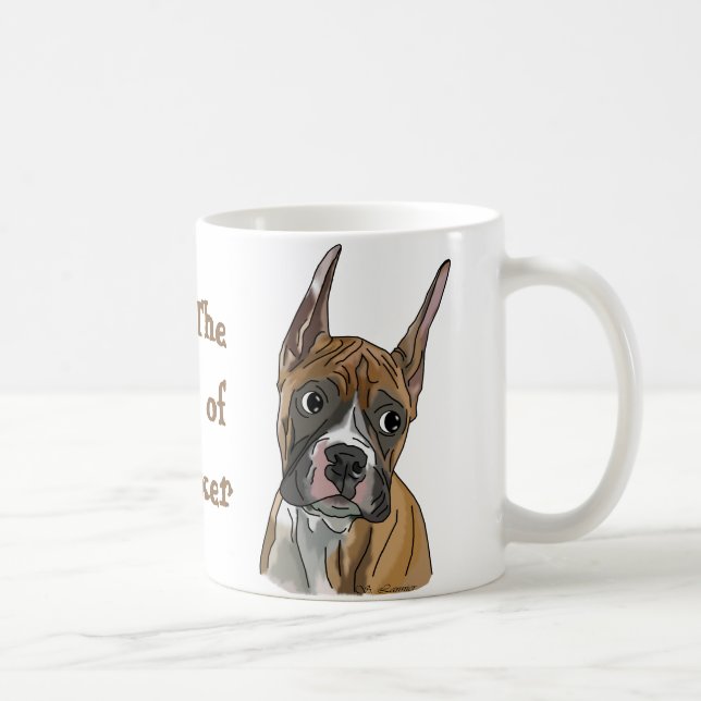 Caneca De Café Cachorro Boxer Fawn Vermelho Animado (Direita)