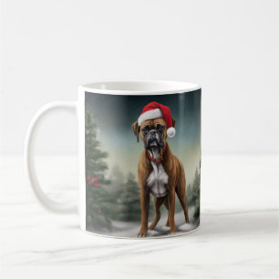 Caneca De Café Cachorro Boxer na Neve Natal