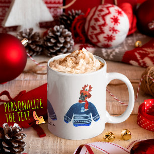 Caneca De Café Cachorro Boxer Vestindo Suéter Feio Amante de Cach
