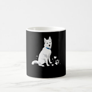 Caneca De Café Cachorro Branco Bonito Siberiano - Cachorro Branco