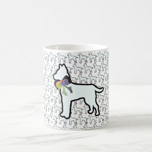 Caneca De Café Cachorro Branco Com Laço  