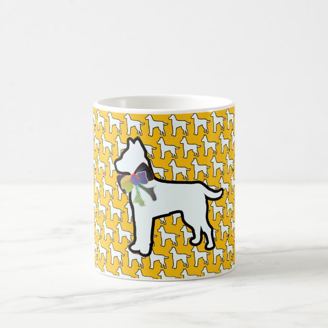 Caneca De Café Cachorro Branco Com Laço Amarelo (Centro)