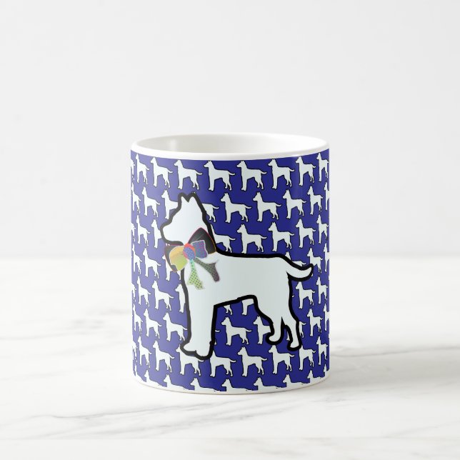 Caneca De Café Cachorro Branco Com Laço Azul (Centro)