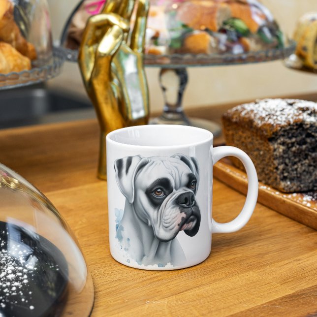 Caneca De Café Cachorro branco doce em aquarela (Criador carregado)