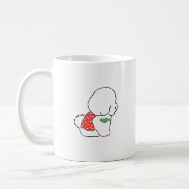 Caneca De Café Cachorro Branco Fofinho Desenhado à Mão em Colete  (Esquerda)