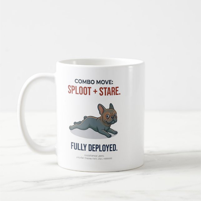 Caneca De Café Cachorro Bulldog Francês Engraçado Sploot E Combin (Esquerda)
