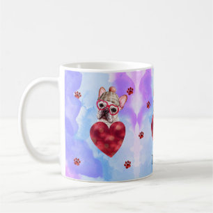 Caneca De Café Cachorro Bulldog Francês Roxo Azul Presente Dia do
