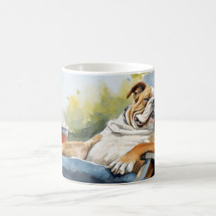 Caneca De Café Cachorro-Bulldog Inglês Relaxando Na Diversão De J
