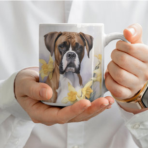 Caneca De Café Cachorro Cachorro Cachorro Com Daffodils Amarelos