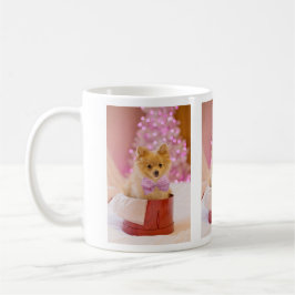 Caneca De Café Cachorro Cachorro com Foto de Natal de Arco Rosa