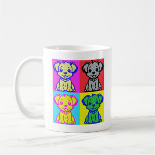 Caneca De Café Cachorro Cachorro Pop Art Quatro Cachorros