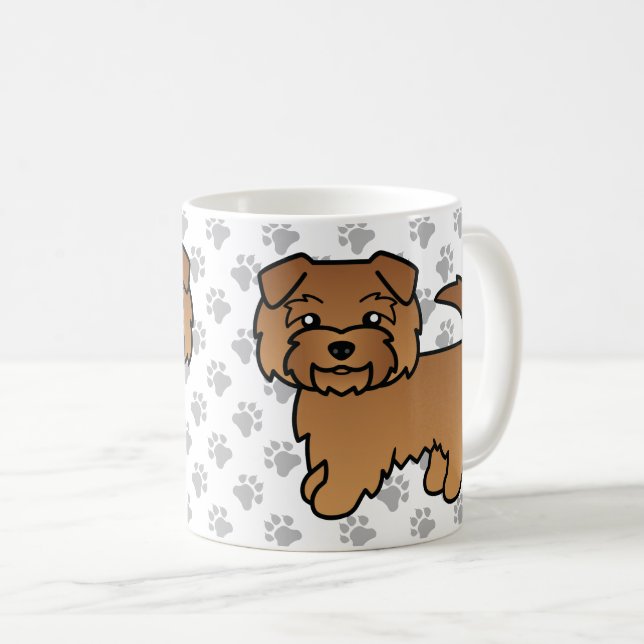 Caneca De Café Cachorro Cartoon Norfolk Terrier Vermelho & Patas (Frente Esquerda)