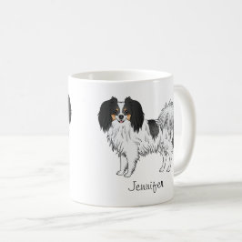 Caneca De Café Cachorro Cartoon Phalène Tricolor Com Nome Persona