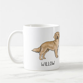 Caneca De Café Cachorro Cartoon Retriever Dourado Amarelo Nome Pe