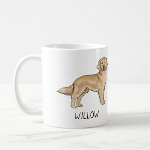 Caneca De Café Cachorro Cartoon Retriever Dourado Amarelo Nome Pe