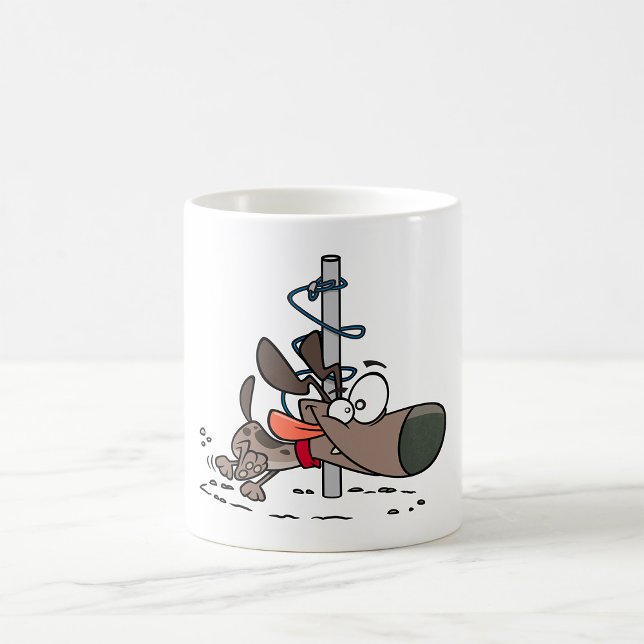 Caneca De Café Cachorro Cartoon Tangido em Torno do Polo com Lash (Criador carregado)