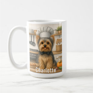 Caneca De Café Cachorro Chef Yorkshire Terrier Nome Personalizado