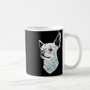 Caneca De Café Cachorro Chihuahua hipster Com Tatuagens Escolares