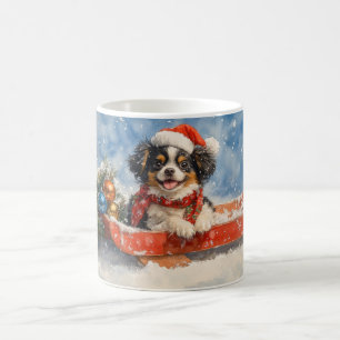 Caneca De Café Cachorro Chin Japonês no Trenó Deixe Nevar Natal