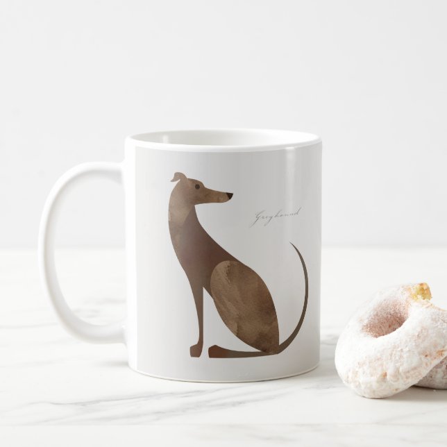 Caneca De Café Cachorro Cinzento Moderno - Retrato Mug (Com Donut)