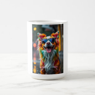 Caneca De Café Cachorro Colorido Splash Arte Pop