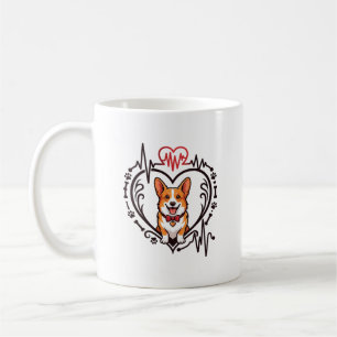 Caneca De Café Cachorro Corgi Coração Batimento Cardíaco Ekg Grav