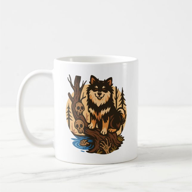 Caneca De Café Cachorro da Floresta Assustadora com Arte de Terro (Esquerda)