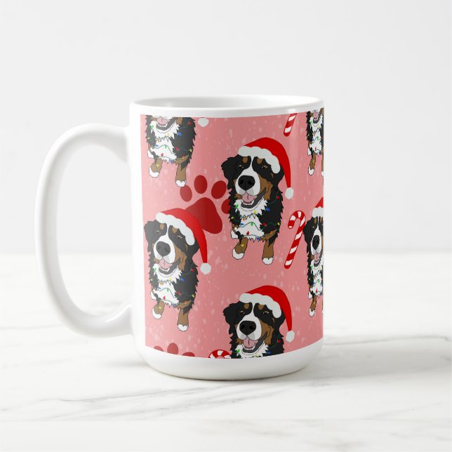 Caneca De Café Cachorro da Montanha Bernese de Natal (Esquerda)