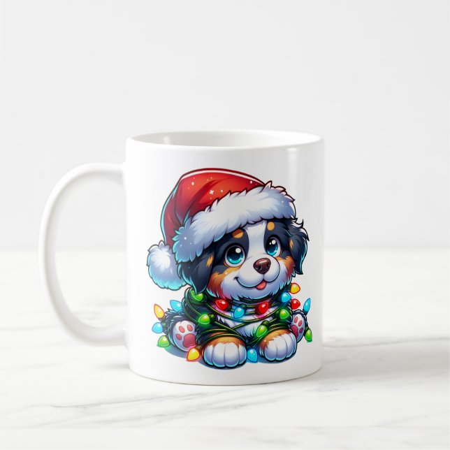 Caneca De Café Cachorro da Montanha Bernese de Natal bonito (Esquerda)