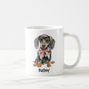 Caneca De Café Cachorro Dachshund Arco Coquete de Aquarela Person