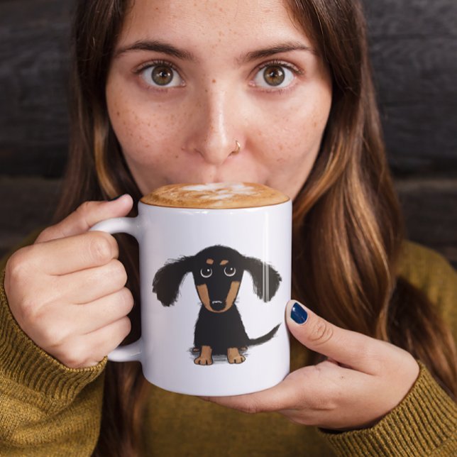 Caneca De Café Cachorro Dachshund Fofinho de Cabelo Longo (Criador carregado)