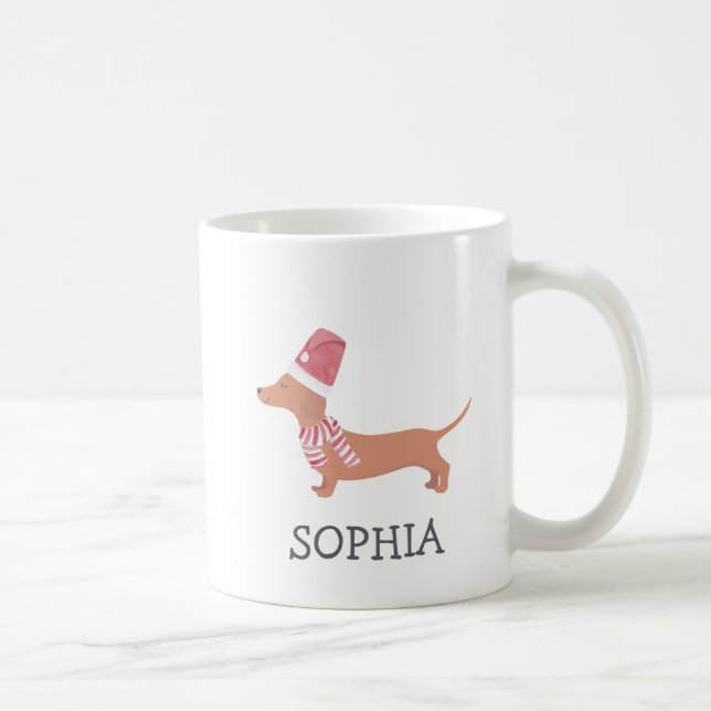 Caneca De Café Cachorro Dachshund Natal (Direita)