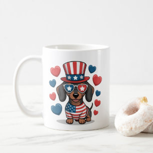 Caneca De Café Cachorro Dachshund Patriota Amante dos EUA Orgulho