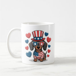 Caneca De Café Cachorro Dachshund Patriota Amante dos EUA Orgulho