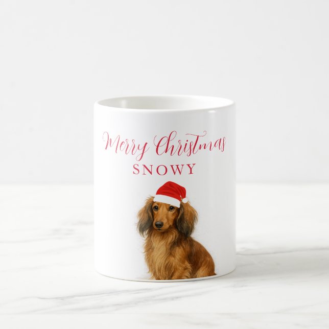 Caneca De Café Cachorro Dachshund Personalizado com Chapéu de Nat (Centro)