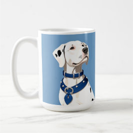 Caneca De Café Cachorro Dalmático Com Colar Azul