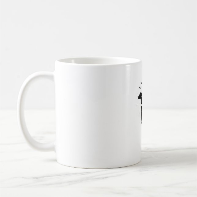 Caneca De Café Cachorro Dalmático - Silhueta de Lua de Halloween  (Esquerda)