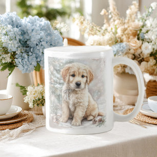 Caneca De Café Cachorro de Ano Novo e neve