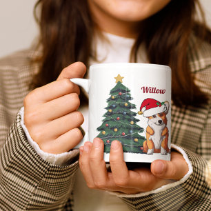Caneca De Café Cachorro de Árvore de Natal Personalizado de Corg