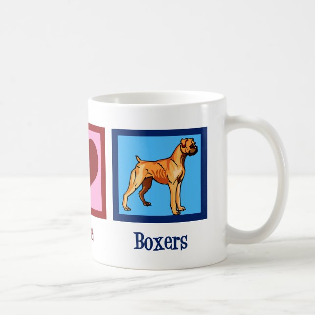 Caneca De Café Cachorro de Boxers de Amor pela Paz (Direita)