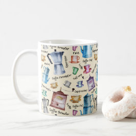 Caneca De Café Cachorro de café com retro Aquarela