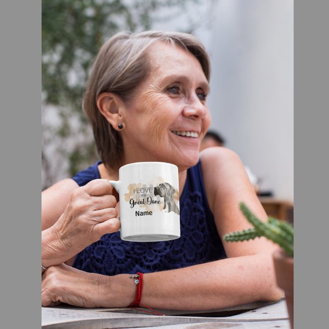 Caneca De Café Cachorro De Café De Pé Grande, Cachorro (I love my Great Dane)