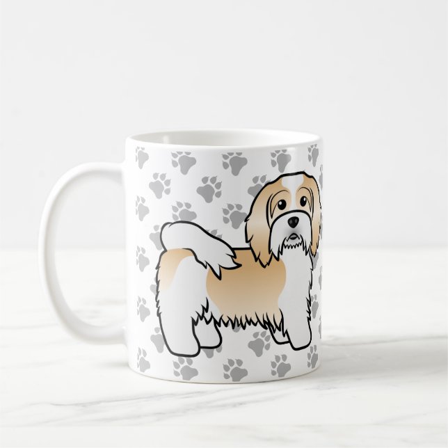 Caneca De Café Cachorro De Cartoon Cento E Branco Havanês (Esquerda)