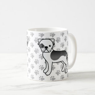 Caneca De Café Cachorro de Cartoon Negro Piebaldo Americano