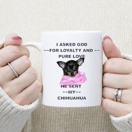 Caneca De Café Cachorro de Chihuahua Preto e Castanho Monogramado